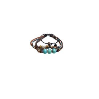UNISEX LEATHER & TURQUOISE BEAD BRACELET