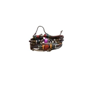 UNISEX MULTI-STRAND LEATHER BRACELET - COLORFUL BEADS