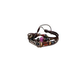 UNISEX LEATHER & BEADED BRACELET - MULTI-COLOR