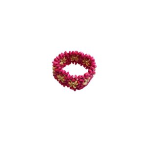 HAND-CARVED WOODEN BRACELET - MAGENTA & GOLD