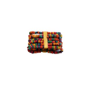 HAND-CARVED WOODEN BRACELET - RAINBOW WITH GOLD ACCENT