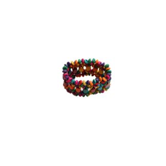 HAND-CARVED WOODEN BRACELET - RAINBOW EARTH TONES